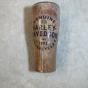 Harley Davidson Biker Coffee Tumbler 17 Oz  Rugged Brown with Lid